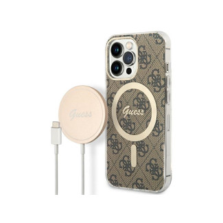 Guess SET iPhone 13 Pro brown hardcase 4G Print MagSafe + Charger