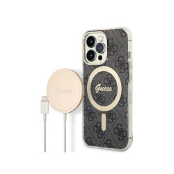 Guess SET iPhone 13 Pro Max black hardcase 4G Print MagSafe + Charger
