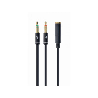 CableXpert 3.5 mm 4-Pin Stecker auf 2x 3.5 mm Stereo-Adapterkabel. black. Metallanschlüsse - CCA-418