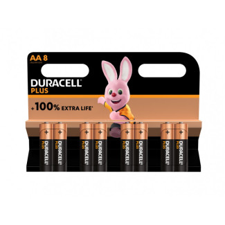 Duracell Pack de 8 piles Alkaline Plus Extra Life MN1500/LR06 Mignon AA 