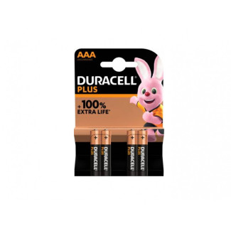 Duracell Pack de 4 piles Alkaline Plus Extra Life MN2400/LR03 Micro AAA 