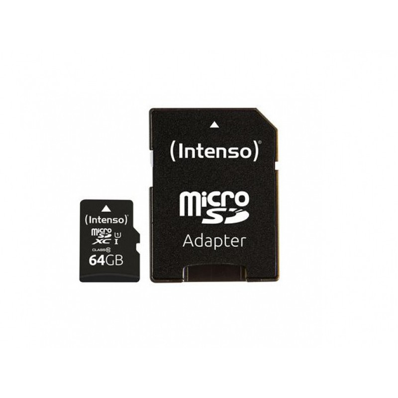 Intenso MicroSD 64Go + Adaptateur CL10. U1 (Blister) 