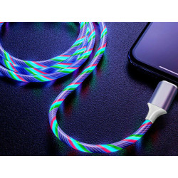 Reekin 2A Chargeur USB Type-C - 1.0 mètre (LED Flowing Light Up RGB) 