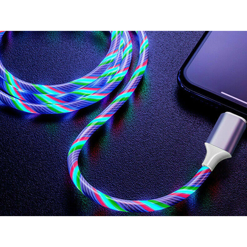 Reekin 2A Chargeur Lightning - 1.0 mètre (LED Flowing Light Up RGB) 