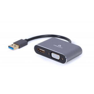 CableXpert USB-auf-HDMI+VGA-Display-Adapter. Spacegrau - A-USB3-HDMIVGA-01