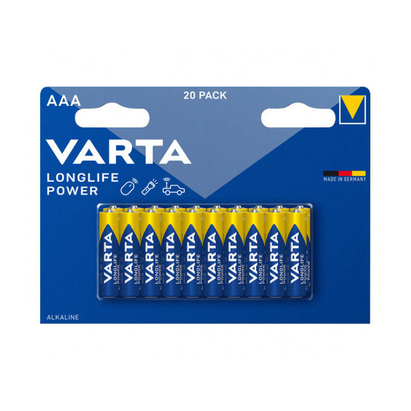 Varta Pack de 20 piles Alkaline. Micro. AAA. LR03. 1.5V Longlife Power 