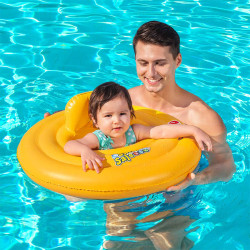 Bestway Flotador Hinchable 3 Aros Asiento Bebe 76x76 cm 1 a 2 Años Jardin, Piscina y Playa 32050