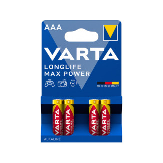 Varta Pack de 4 Piles Alkaline. Micro. AAA. LR03. 1.5V Longlife Max Power 