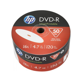 HP DVD-R 4.7GB/120Min/16x Bulk Pack (50 Disc) Printable Surface DME00070WIP 