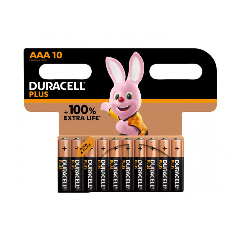 Duracell Pack de 10  piles Alkaline. Micro. AAA. LR03. 1.5V  Plus.Blister 